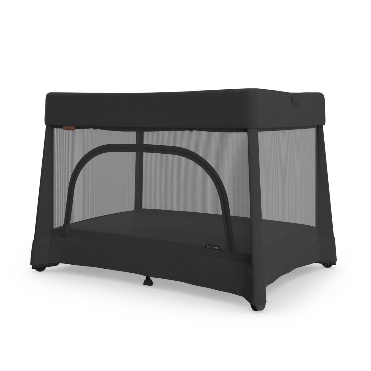 UPPAbaby Remi playard in black with mesh sides and zippered side access panel