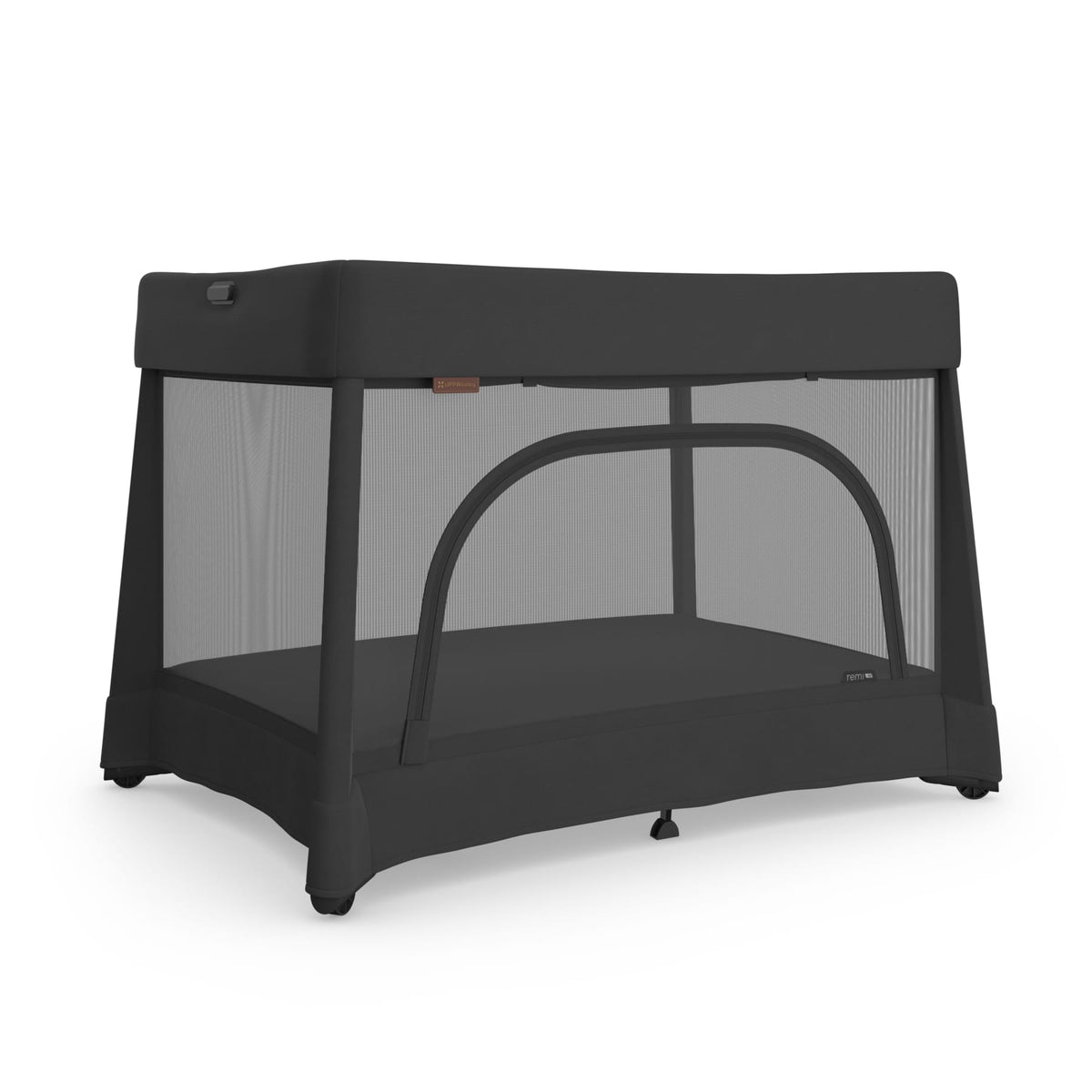 UPPAbaby Remi playard in black with mesh sides and zippered side door