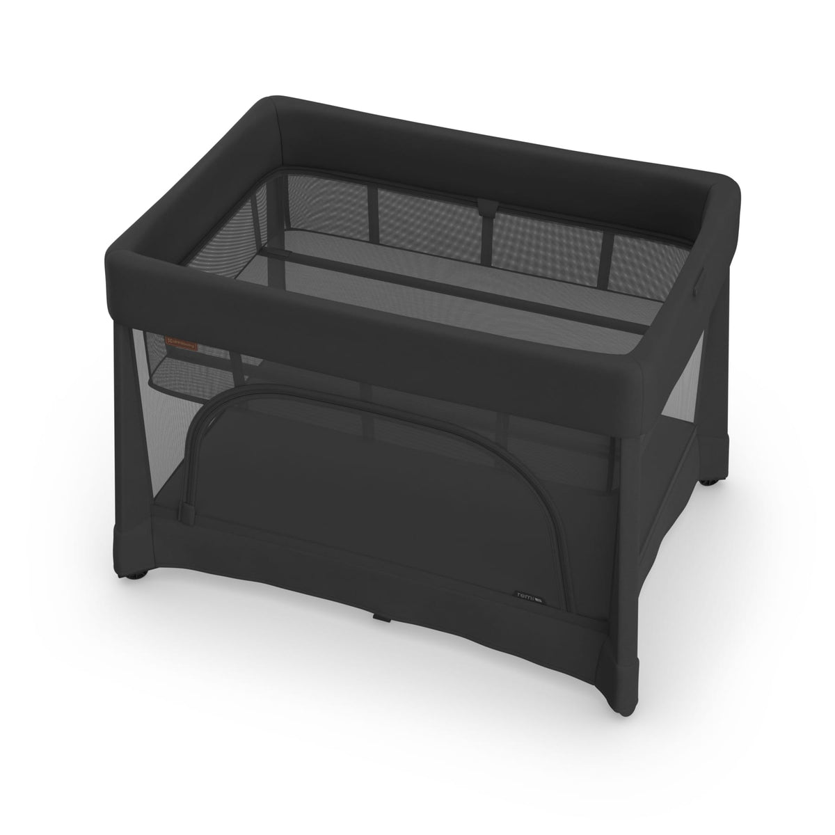 Black UPPAbaby Remi playard with mesh sides and zippered side panel