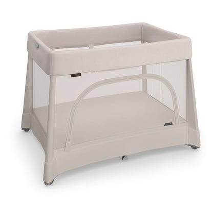 UPPAbaby Remi playard in beige with mesh sides and zippered side opening