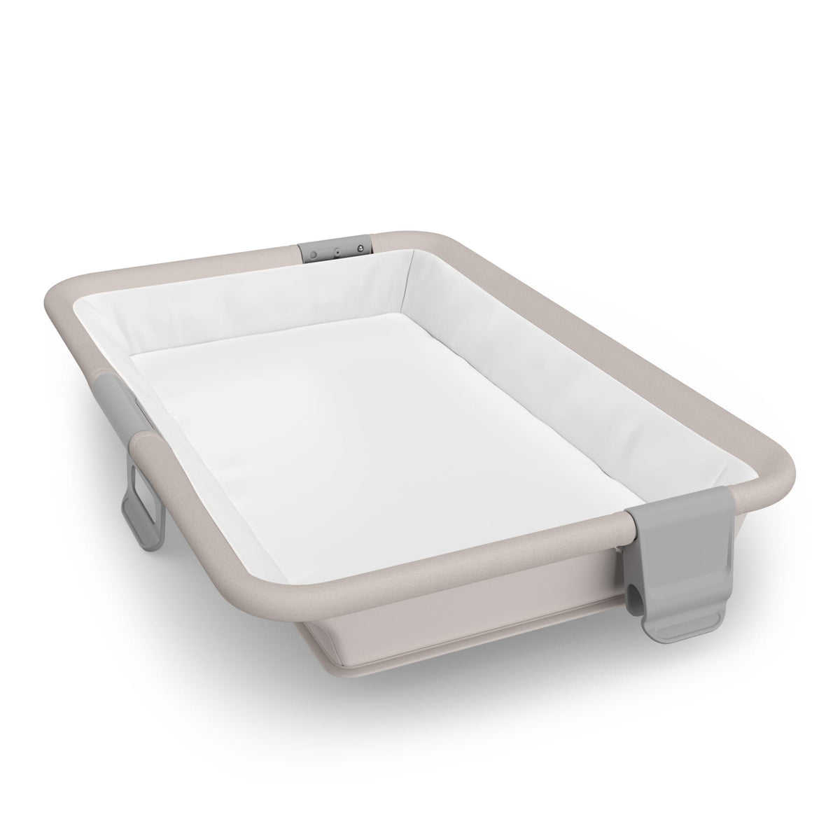 UPPAbaby changing station insert with white pad and beige frame