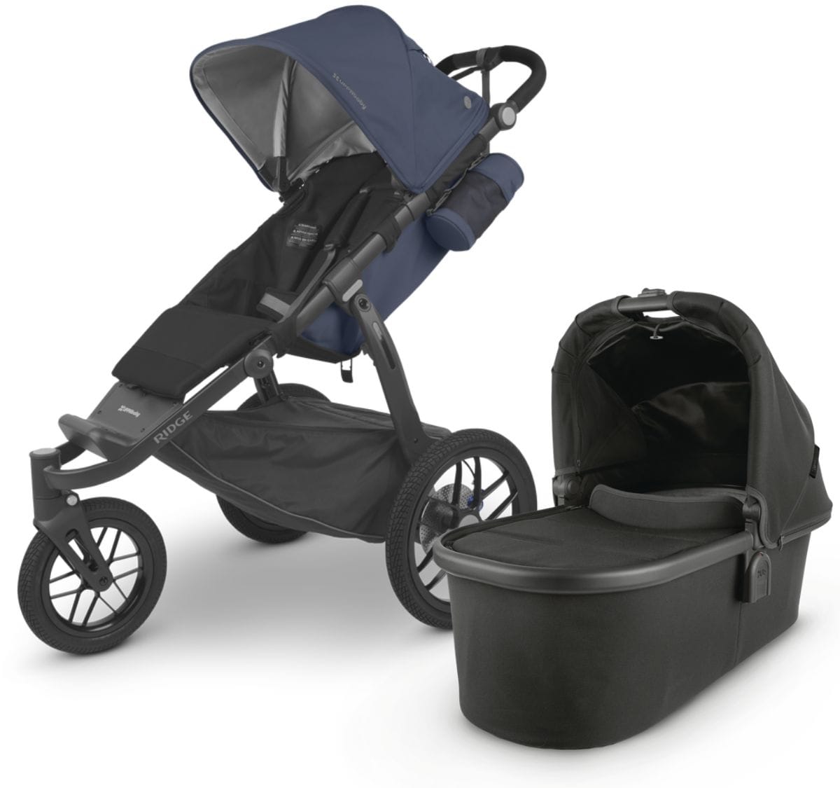 UPPAbaby Ridge Jogging Stroller + Bassinet Bundle - Reggie / Jake - 1402-RDG-US-REG-0920-BAS-NA-JKE
