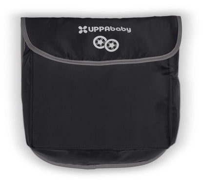 Black UPPAbaby wheel bag with grey trim and white logo