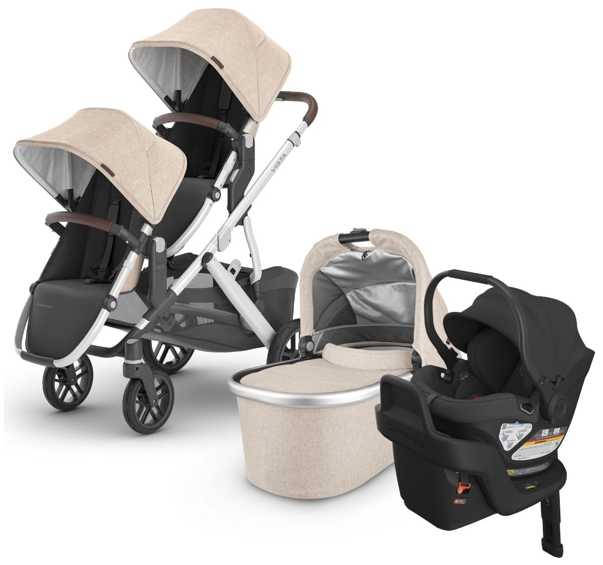 UPPAbaby VISTA V2 Double Stroller + Aria Travel System Bundle with Rumble Seat V2+ - Declan / Jake - DBL-TRVL-ARIA-0320-VIS-US-DCL