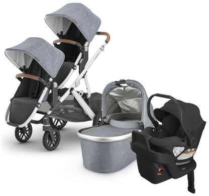 UPPAbaby VISTA V2 Double Stroller + Aria Travel System Bundle with Rumble Seat V2+ - Gregory / Jake - DBL-TRVL-ARIA-0320-VIS-US-GRG