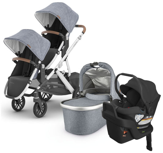 UPPAbaby VISTA V2 Double Stroller + Aria Travel System Bundle with Rumble Seat V2+ - Gregory / Jake - DBL-TRVL-ARIA-0320-VIS-US-GRG