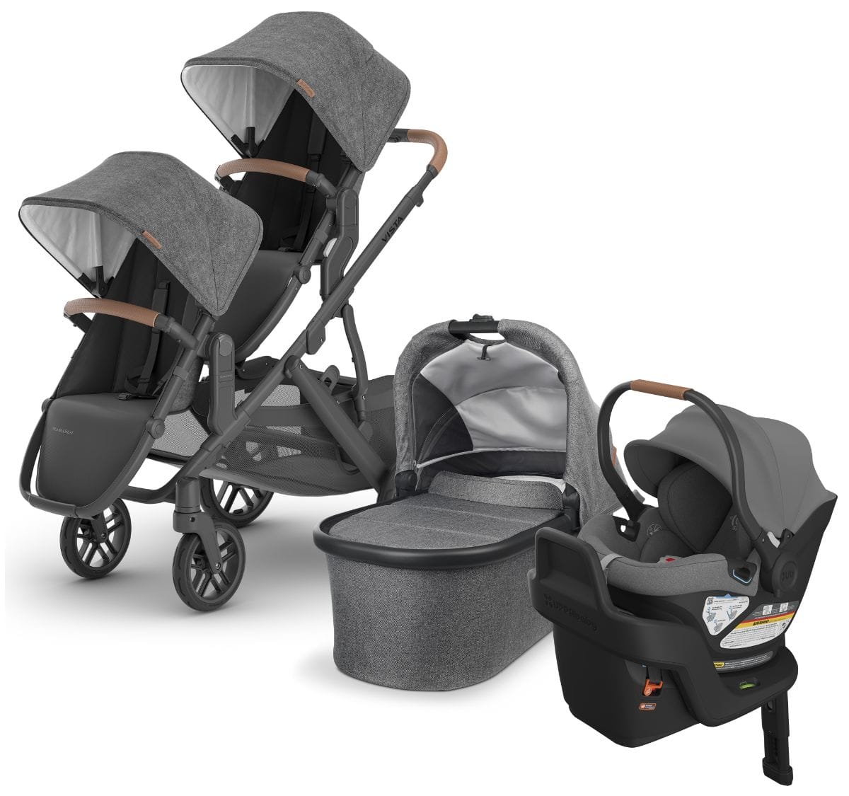 UPPAbaby VISTA V2 Double Stroller + Aria Travel System Bundle with Rumble Seat V2+ - Greyson - DBL-TRVL-ARIA-0320-VIS-US-GRY