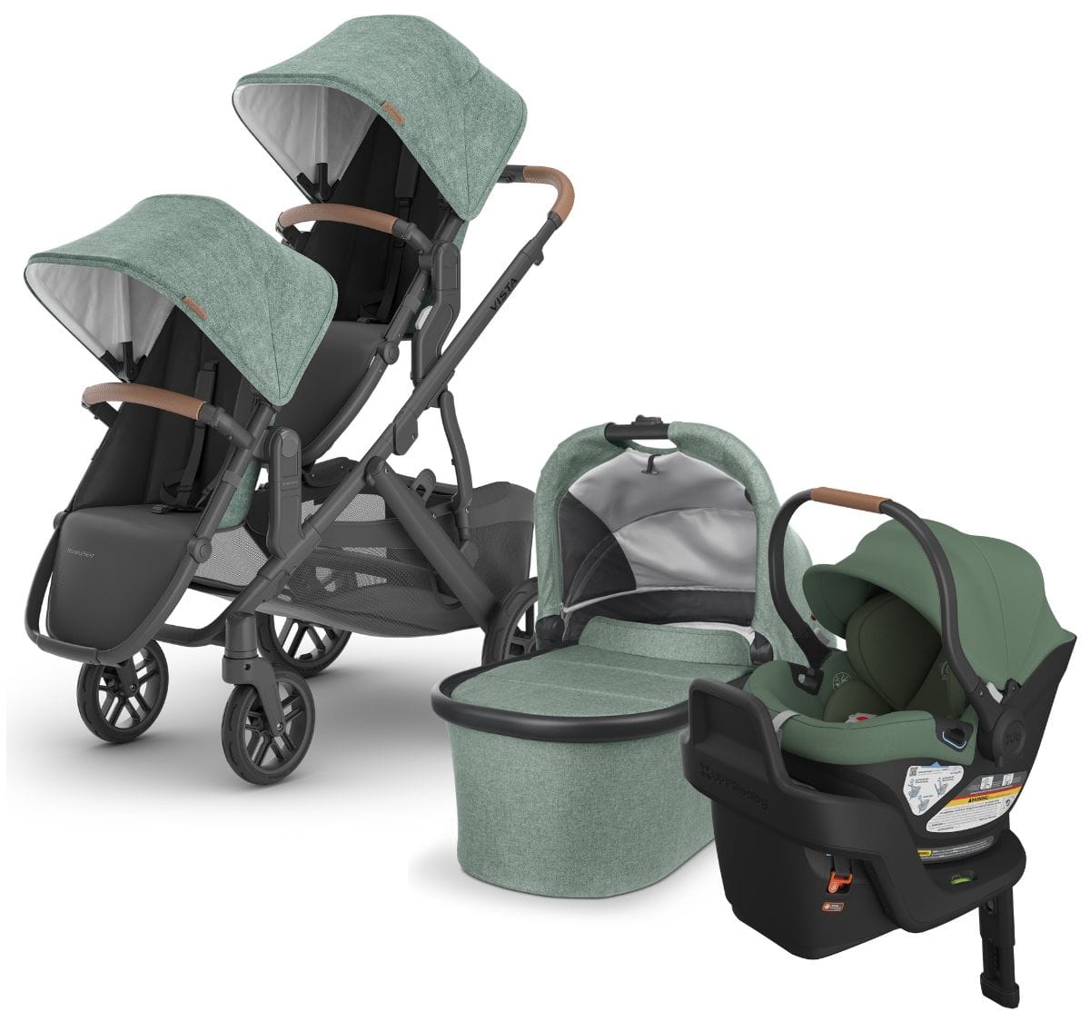 UPPAbaby VISTA V2 Double Stroller + Aria Travel System Bundle with Rumble Seat V2+ - Gwen - DBL-TRVL-ARIA-0320-VIS-US-GWN