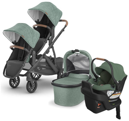 UPPAbaby VISTA V2 Double Stroller + Aria Travel System Bundle with Rumble Seat V2+ - Gwen - DBL-TRVL-ARIA-0320-VIS-US-GWN