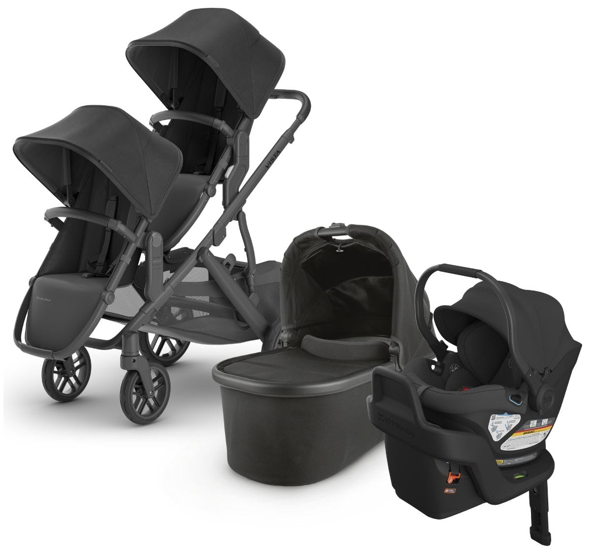 UPPAbaby VISTA V2 Double Stroller + Aria Travel System Bundle with Rumble Seat V2+ - Jake - DBL-TRVL-ARIA-0320-VIS-US-JKE