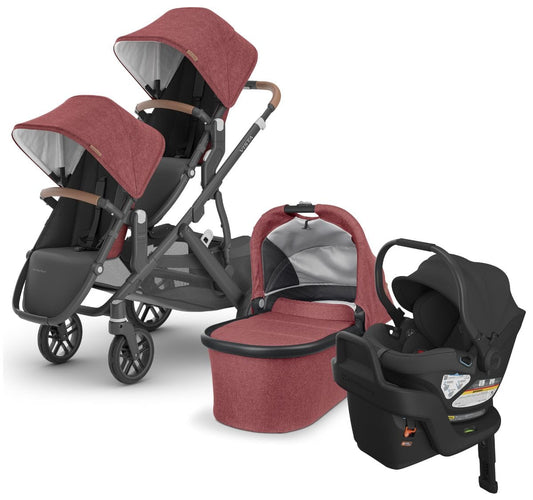 UPPAbaby VISTA V2 Double Stroller + Aria Travel System Bundle with Rumble Seat V2+ - Lucy / Jake - DBL-TRVL-ARIA-0320-VIS-US-LCY