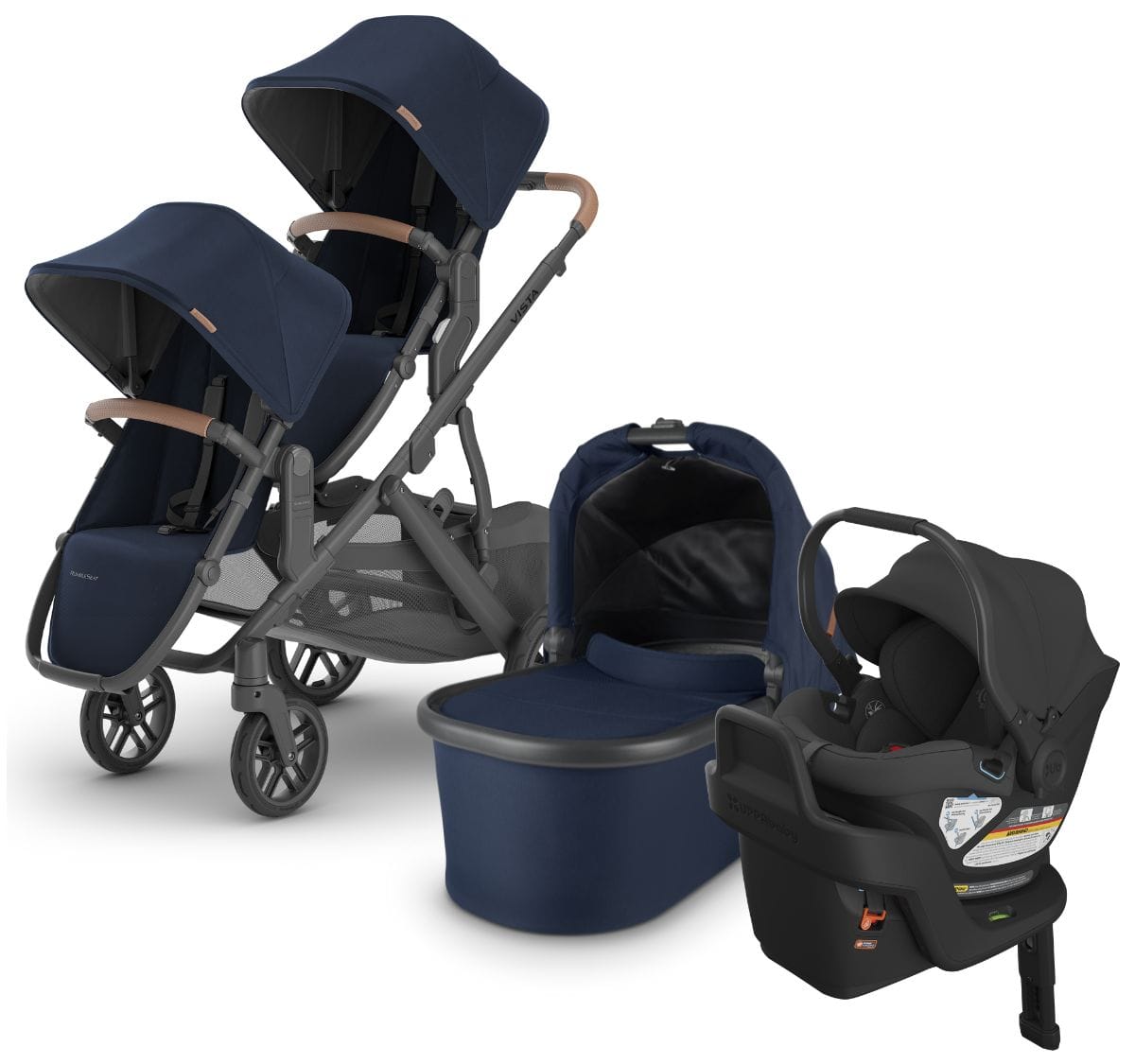 UPPAbaby VISTA V2 Double Stroller + Aria Travel System Bundle with Rumble Seat V2+ - Noa / Jake - DBL-TRVL-ARIA-0320-VIS-US-NOA