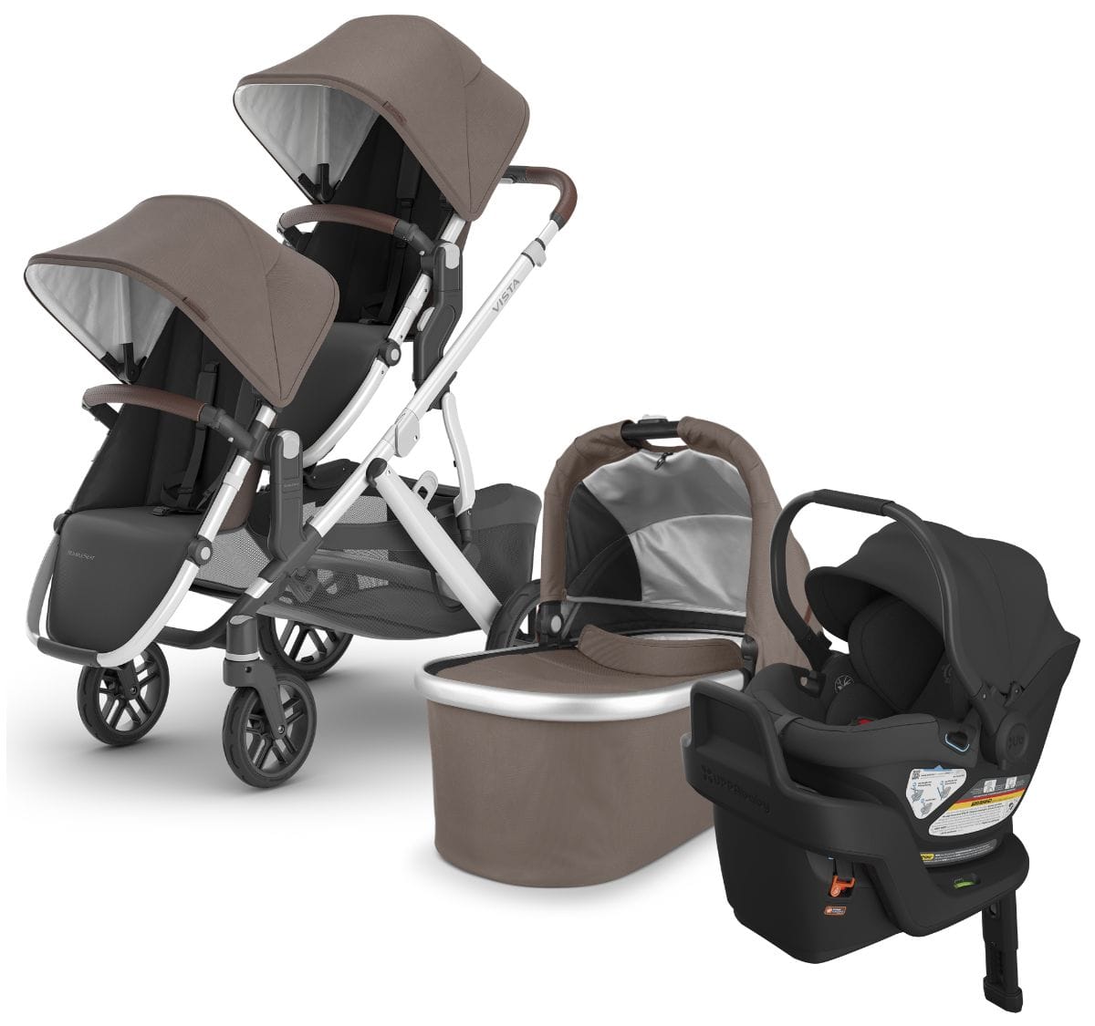 UPPAbaby VISTA V2 Double Stroller + Aria Travel System Bundle with Rumble Seat V2+ - Theo / Jake - DBL-TRVL-ARIA-0320-VIS-US-THO