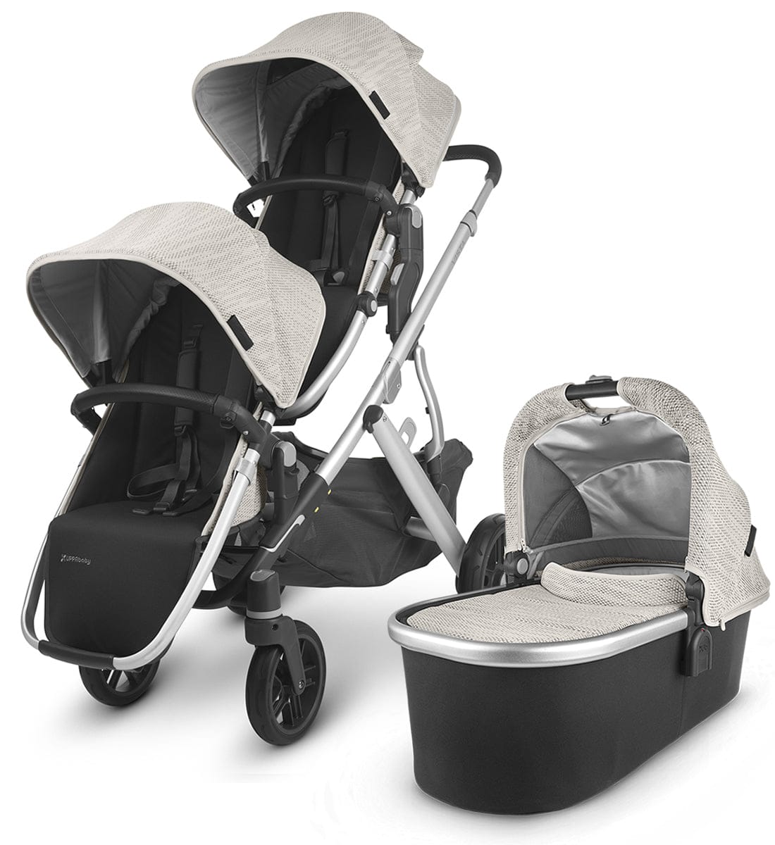 UPPAbaby VISTA V2 Double Stroller Bundle - Sierra (Dune Knit/Silver/Black Leather) - DBL-0320-VIS-US-SRA