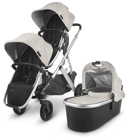 UPPAbaby VISTA V2 Double Stroller Bundle - Sierra (Dune Knit/Silver/Black Leather) - DBL-0320-VIS-US-SRA