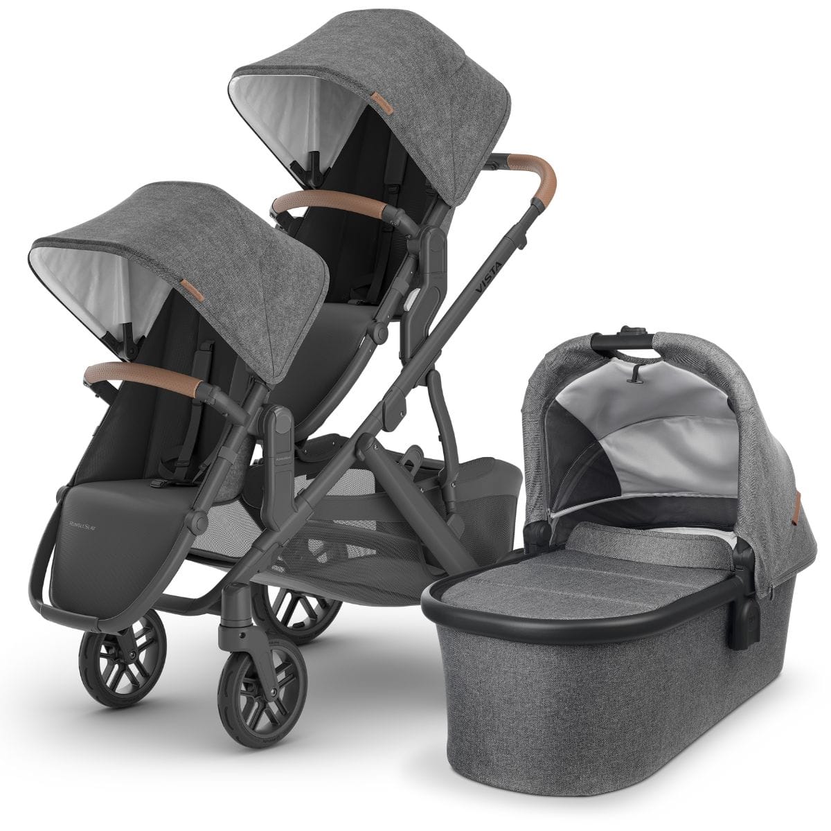 UPPAbaby VISTA V2 Double Stroller Bundle with Rumble Seat V2+ - Greyson - DBL-0320-VIS-US-GRY-RV2P