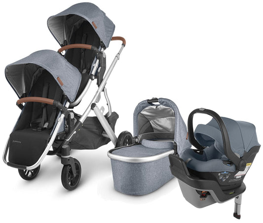 UPPAbaby VISTA V2 Double Stroller + MESA MAX Travel System Bundle - Gregory / Gregory - DBLTRVL-MAX-GRG-0320-VIS-US-GRG