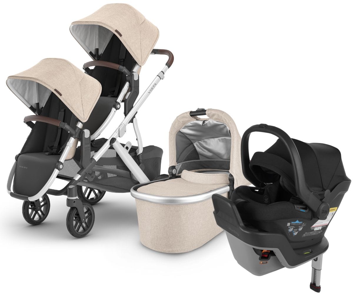 UPPAbaby VISTA V2 Double Stroller + MESA MAX Travel System Bundle with Rumble Seat V2+ - Declan / Jake - DBLTRVL-MAX-0320-VIS-US-DCL-RV2P