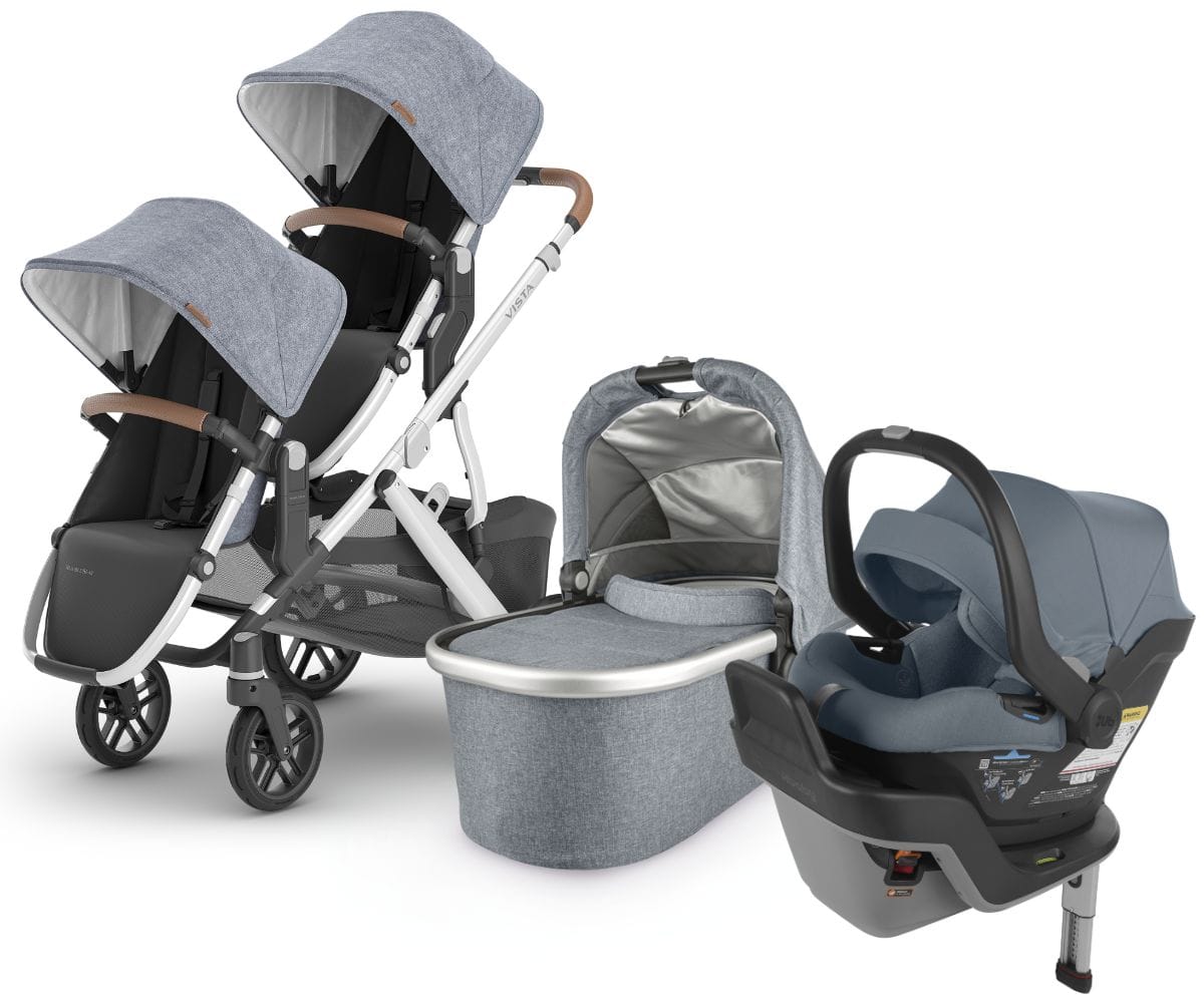 UPPAbaby VISTA V2 Double Stroller + MESA MAX Travel System Bundle with Rumble Seat V2+ - Gregory - DBLTRVL-MAX-0320-VIS-US-GRG-RV2P