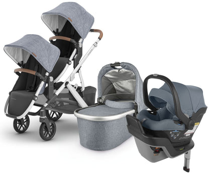 UPPAbaby VISTA V2 Double Stroller + MESA MAX Travel System Bundle with Rumble Seat V2+ - Gregory