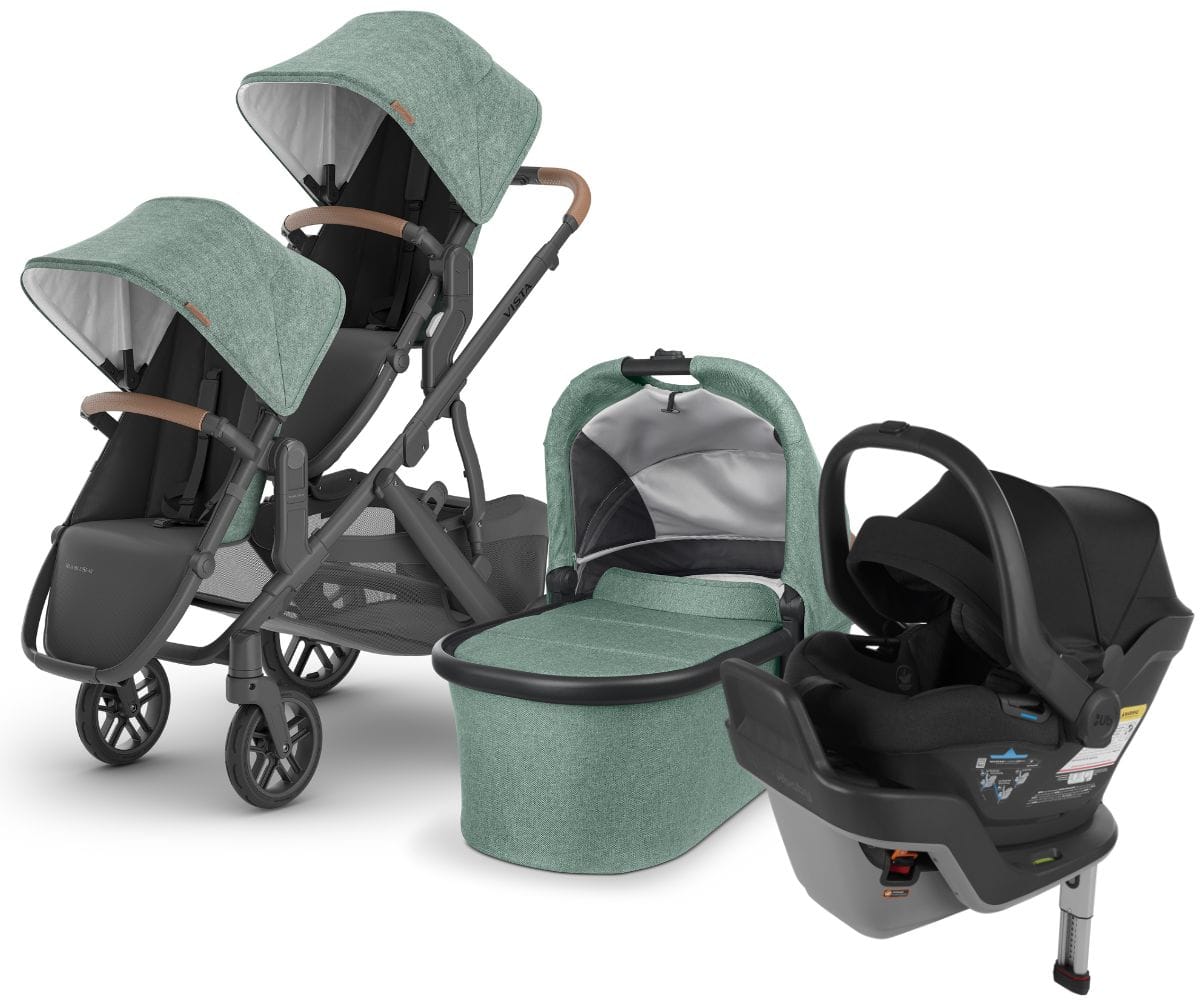 UPPAbaby VISTA V2 Double Stroller + MESA MAX Travel System Bundle with Rumble Seat V2+ - Gwen / Jake - DBLTRVL-MAX-0320-VIS-US-GWN-RV2P
