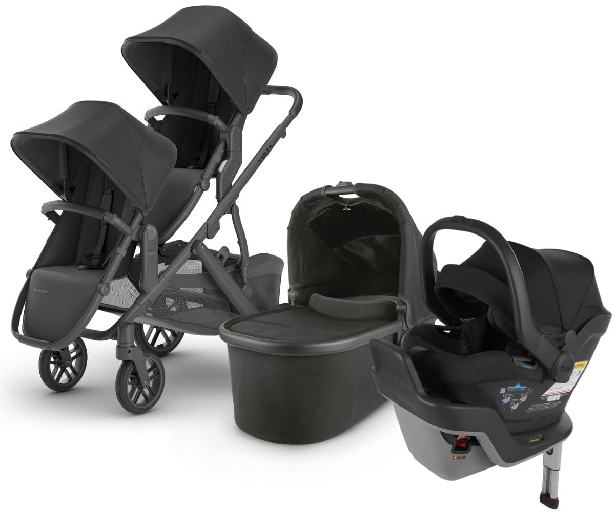 UPPAbaby VISTA V2 Double Stroller + MESA MAX Travel System Bundle with Rumble Seat V2+ - Jake - DBLTRVL-MAX-0320-VIS-US-JKE-RV2P