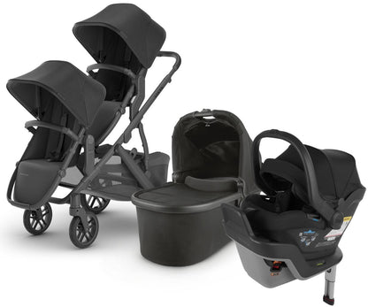 UPPAbaby VISTA V2 Double Stroller + MESA MAX Travel System Bundle with Rumble Seat V2+ - Jake - DBLTRVL-MAX-0320-VIS-US-JKE-RV2P