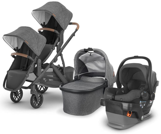 UPPAbaby VISTA V2 Double Stroller + MESA V2 Travel System Bundle with Rumble Seat V2+ - Greyson - DBLTRVL-MESAV2-0320-VIS-US-GRY-RV2P