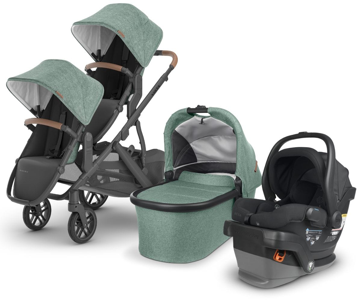 UPPAbaby VISTA V2 Double Stroller + MESA V2 Travel System Bundle with Rumble Seat V2+ - Gwen / Jake - DBLTRVL-MESAV2-0320-VIS-US-GWN-RV2P