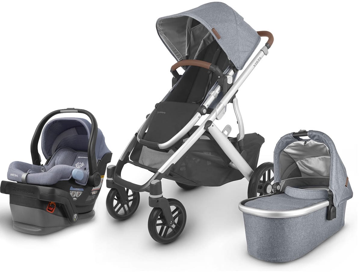 UPPAbaby VISTA V2 + MESA Travel System Bundle - Gregory / Henry (Blue Melange/Silver/Saddle Leather/Blue Marl)