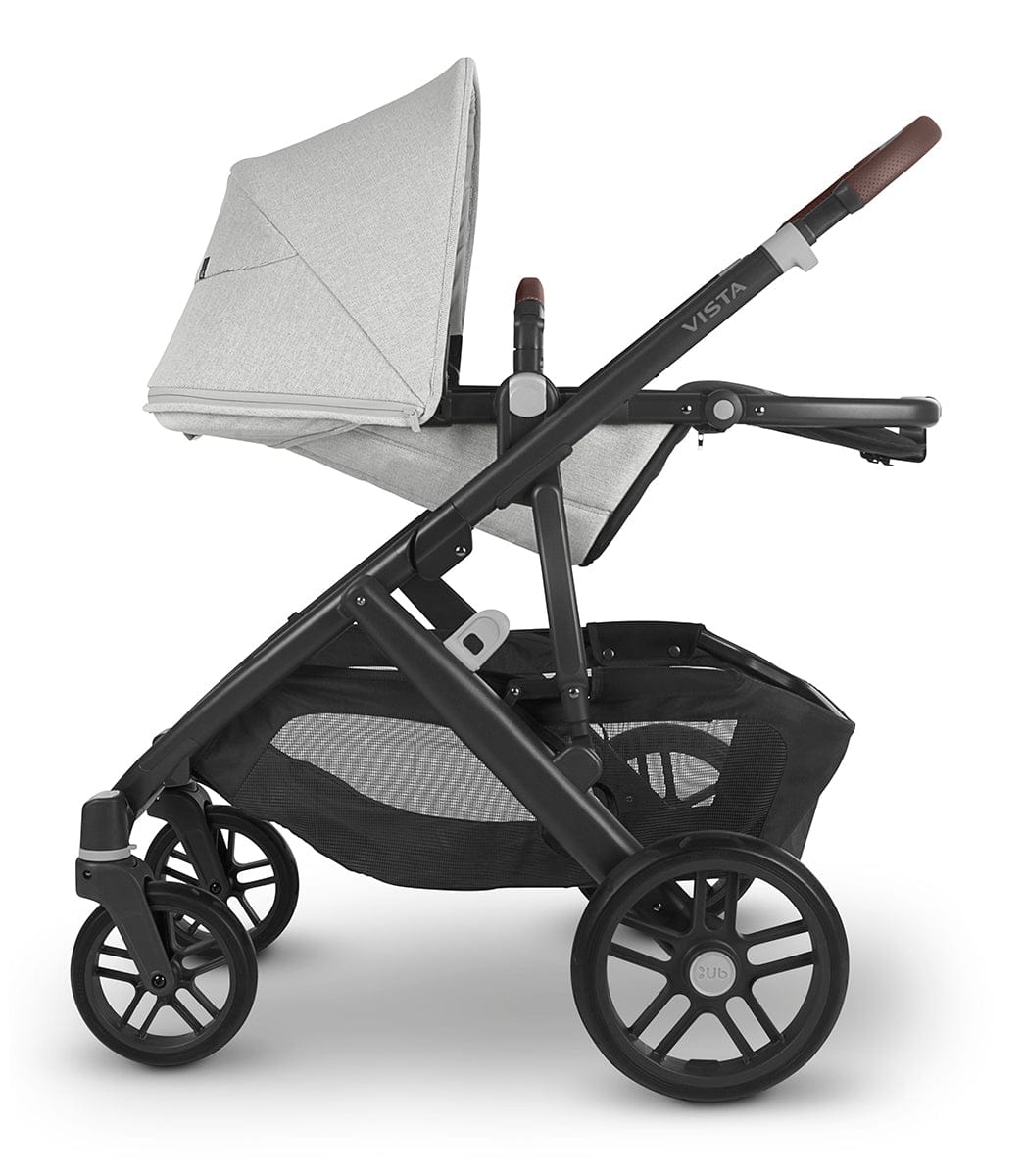 UPPAbaby Vista V2 Single-to-Double Stroller - Anthony (White and Grey Chenille / Carbon / Chestnut Leather) - 0320-VIS-US-ATH