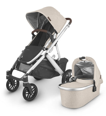 UPPAbaby VISTA V2 Single-to-Double Stroller - Declan (Oat Melange/Silver/Chestnut Leather) - 0320-VIS-US-DCL