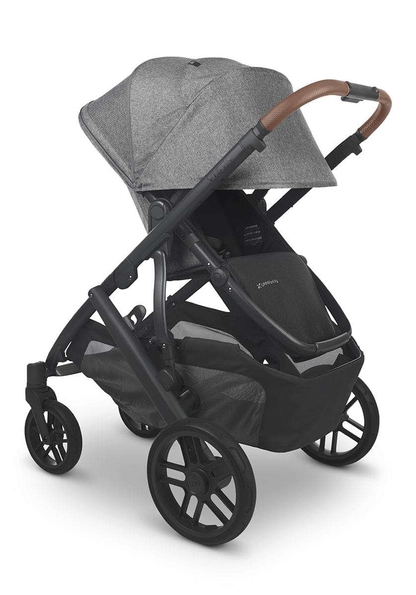UPPAbaby Vista V2 Single-to-Double Stroller -  Greyson (Charcoal Melange/Carbon/Saddle Leather) - 0320-VIS-US-GRY