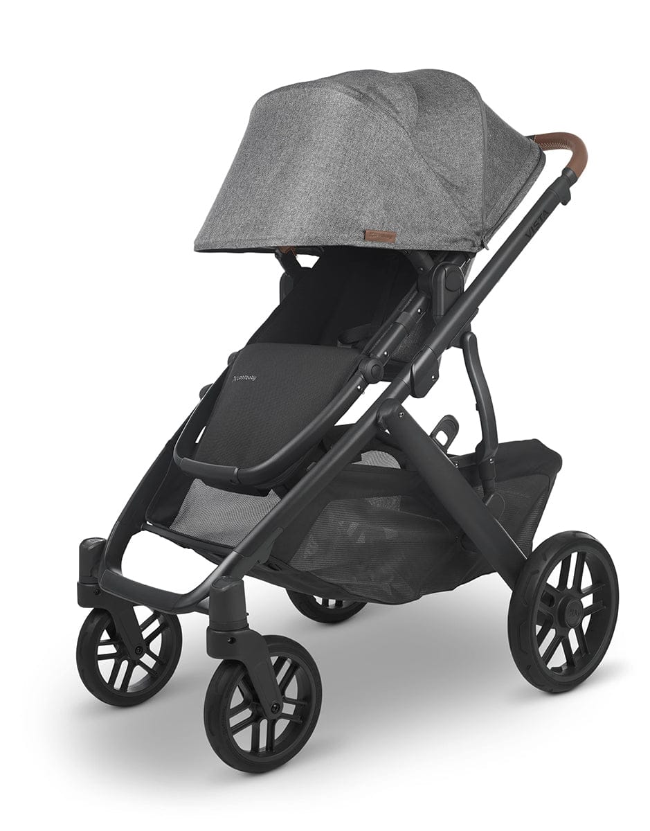 UPPAbaby Vista V2 Single-to-Double Stroller -  Greyson (Charcoal Melange/Carbon/Saddle Leather) - 0320-VIS-US-GRY