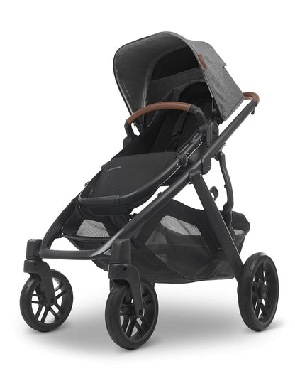 UPPAbaby Vista V2 Single-to-Double Stroller -  Greyson (Charcoal Melange/Carbon/Saddle Leather) - 0320-VIS-US-GRY