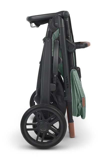 UPPAbaby VISTA V2 Single-to-Double Stroller - Gwen (Green Melange / Carbon / Saddle Leather) - 0320-VIS-US-GWN