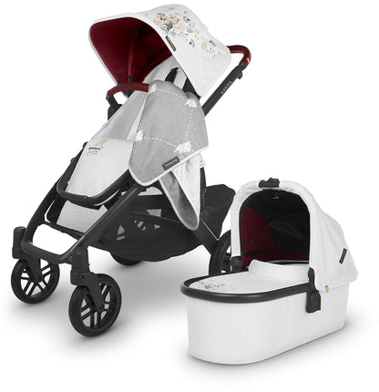 UPPAbaby VISTA V2 Single-to-Double Stroller - Jade Rabbit (White Marl / Carbon / Maroon Leather)