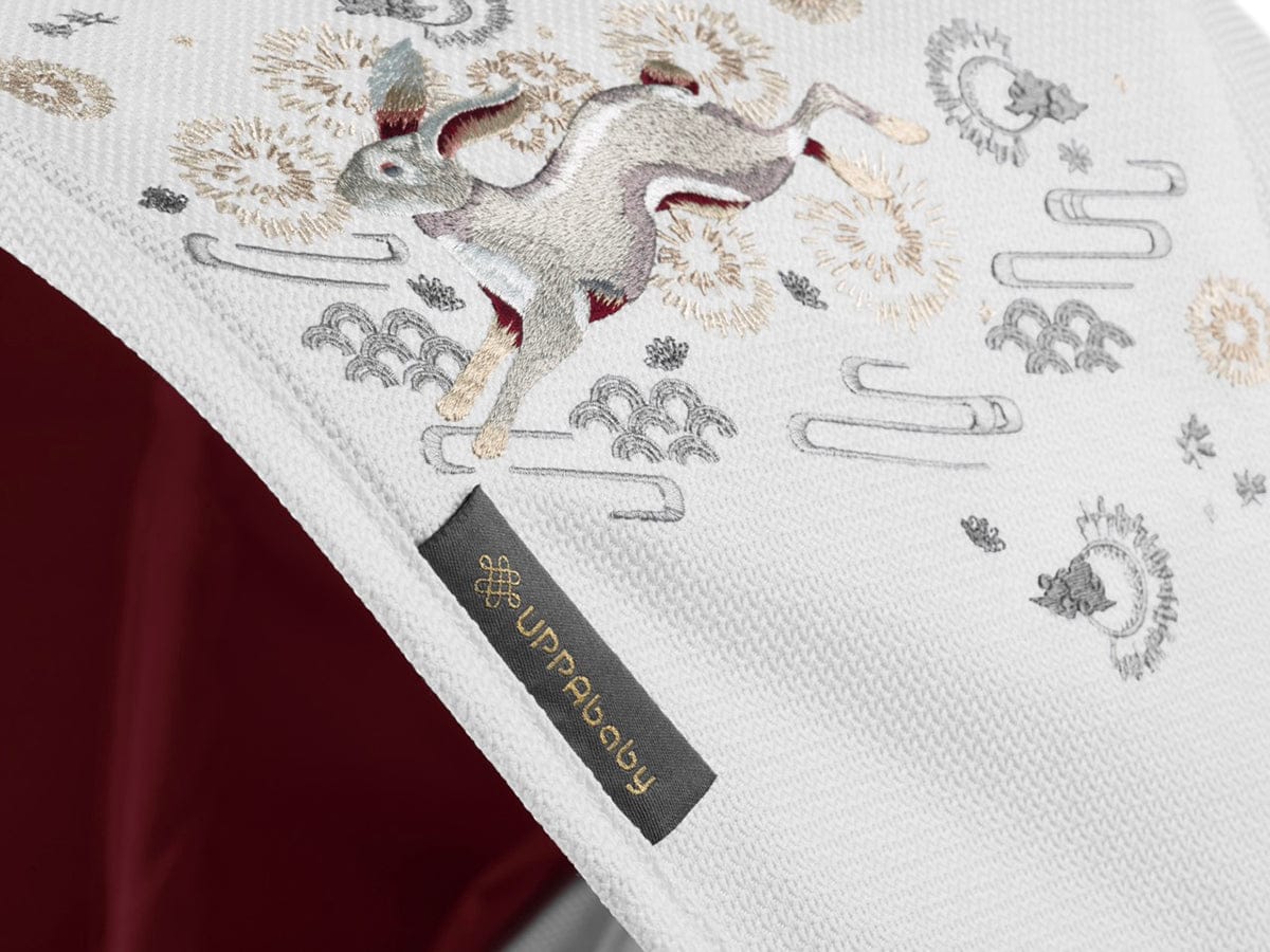 UPPAbaby VISTA V2 Single-to-Double Stroller - Jade Rabbit (White Marl / Carbon / Maroon Leather)