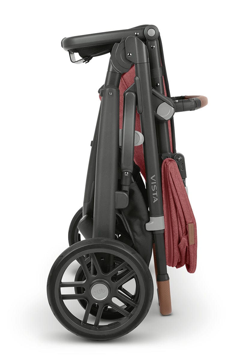 UPPAbaby Vista V2 Single-to-Double Stroller - Lucy (Rosewood Melange / Carbon / Saddle Leather) - 0320-VIS-US-LCY