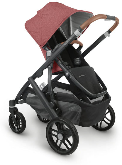UPPAbaby Vista V2 Single-to-Double Stroller - Lucy (Rosewood Melange / Carbon / Saddle Leather) - 0320-VIS-US-LCY