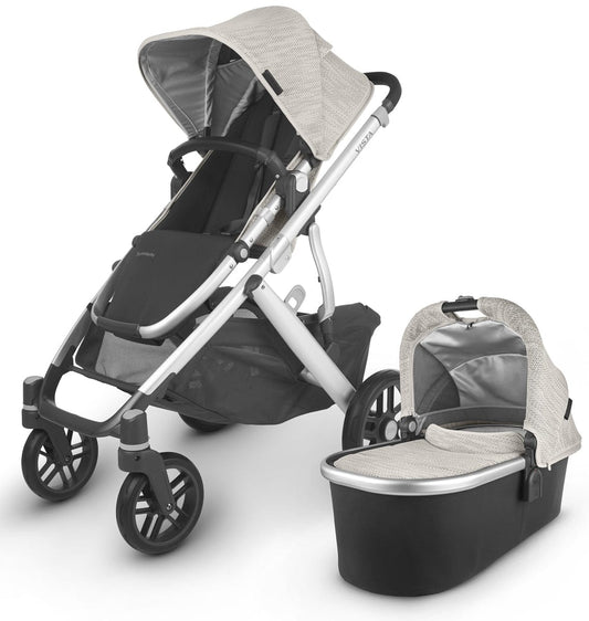UPPAbaby Vista V2 Single-to-Double Stroller - Sierra (Dune Knit/Silver/Black Leather) - 0320-VIS-US-SRA