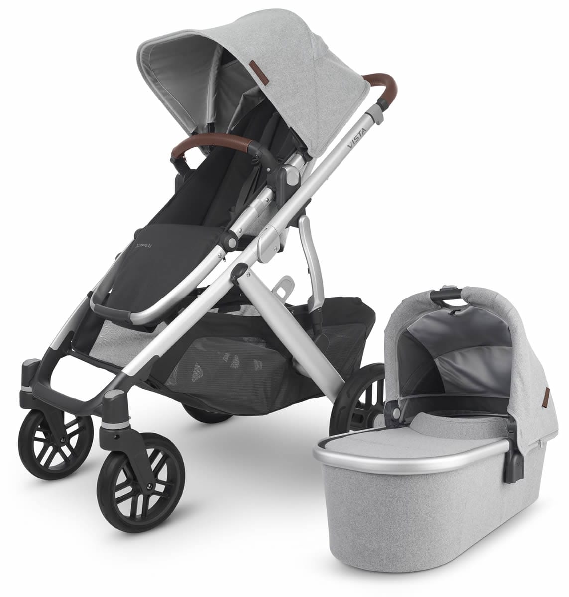 UPPAbaby Vista V2 Single-to-Double Stroller - Stella (Brushed Grey Melange) - 0320-VIS-US-STL