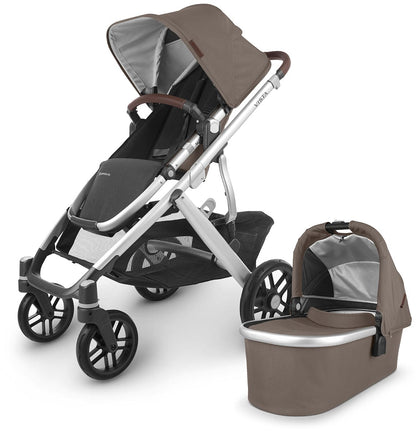 UPPAbaby Vista V2 Single-to-Double Stroller - Theo (Dark Taupe / Silver / Chestnut Leather) - 0320-VIS-US-THO