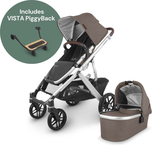 UPPAbaby VISTA V2 Single-to-Double Stroller + PiggyBack Ride-Along Bundle - Theo - 0320-VIS-US-THO-0217