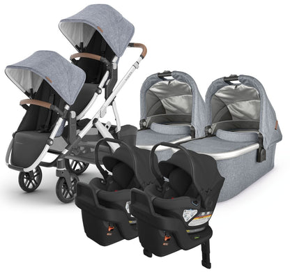 UPPAbaby VISTA V2 Twin Double Stroller + Aria Travel System Bundle with Rumble Seat V2+ - Gregory / Jake - TWIN-TRVL-ARIA-0320-VIS-US-GRG