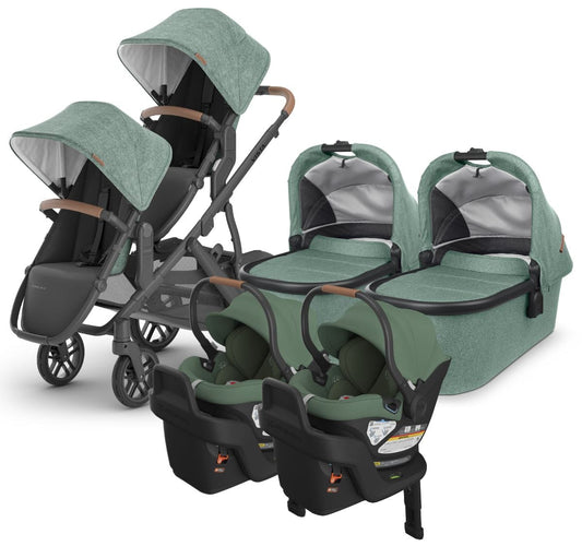 UPPAbaby VISTA V2 Twin Double Stroller + Aria Travel System Bundle with Rumble Seat V2+ - Gwen - TWIN-TRVL-ARIA-0320-VIS-US-GWN