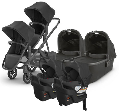 UPPAbaby VISTA V2 Twin Double Stroller + Aria Travel System Bundle with Rumble Seat V2+ - Jake - TWIN-TRVL-ARIA-0320-VIS-US-JKE