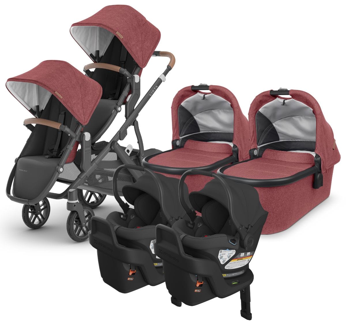 UPPAbaby VISTA V2 Twin Double Stroller + Aria Travel System Bundle with Rumble Seat V2+ - Lucy / Jake - TWIN-TRVL-ARIA-0320-VIS-US-LCY