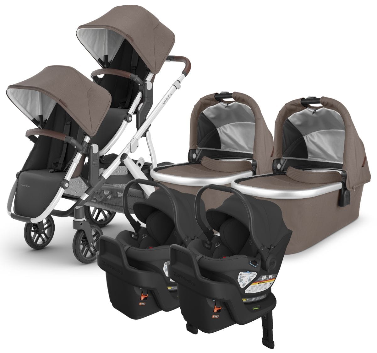 UPPAbaby VISTA V2 Twin Double Stroller + Aria Travel System Bundle with Rumble Seat V2+ - Theo / Jake - TWIN-TRVL-ARIA-0320-VIS-US-THO