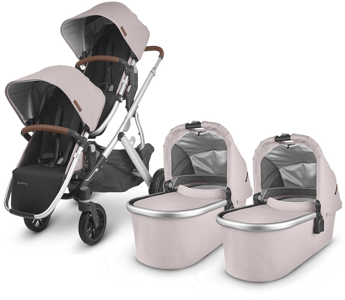 UPPAbaby Vista V2 Twin Double Stroller Bundle - Alice (Dusty Pink/Silver/Saddle Leather) - TWINDBL-0320-VIS-US-ALC